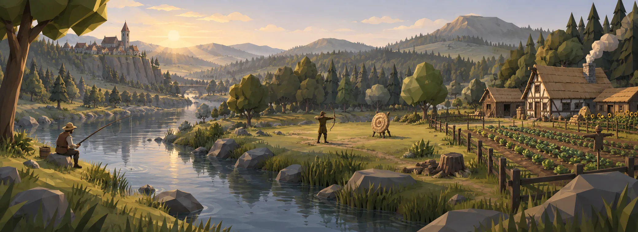 Fishing and archery along the river