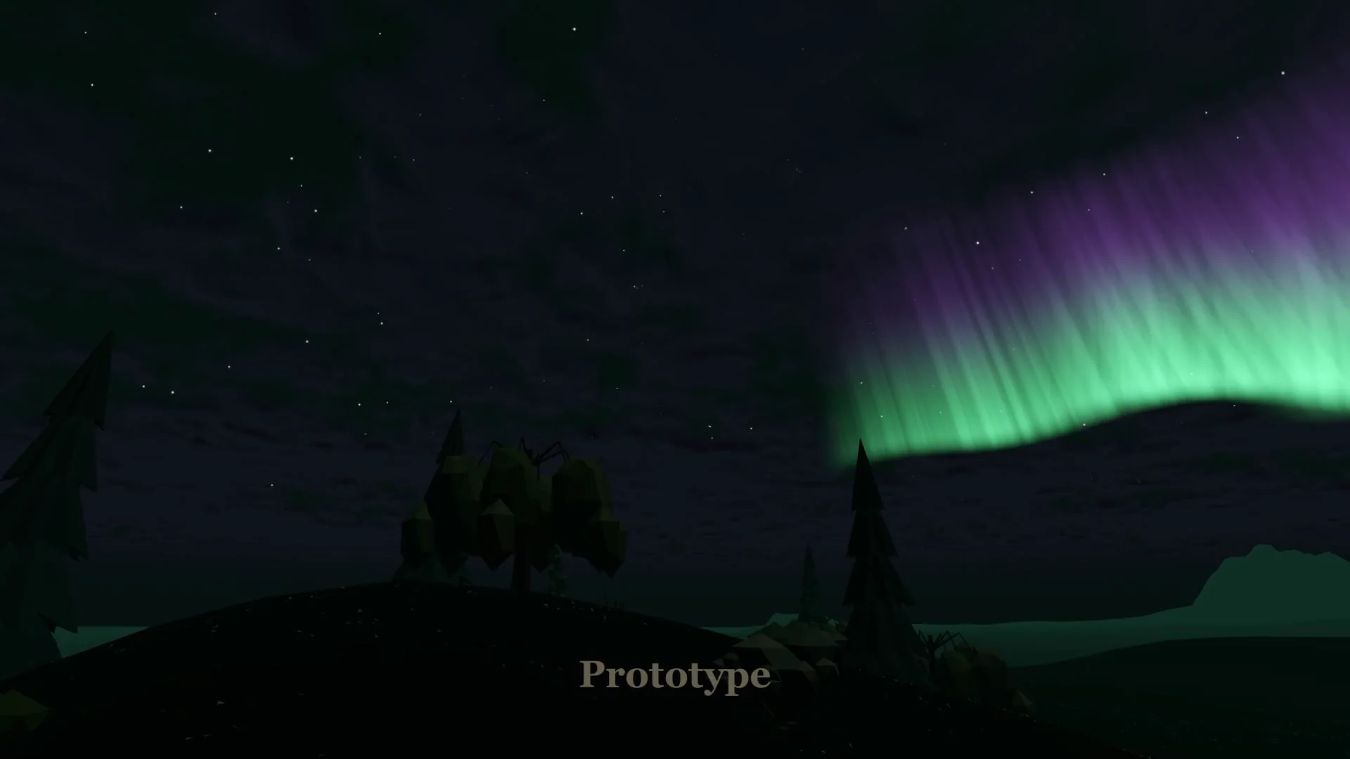 Northern lights over a ridge