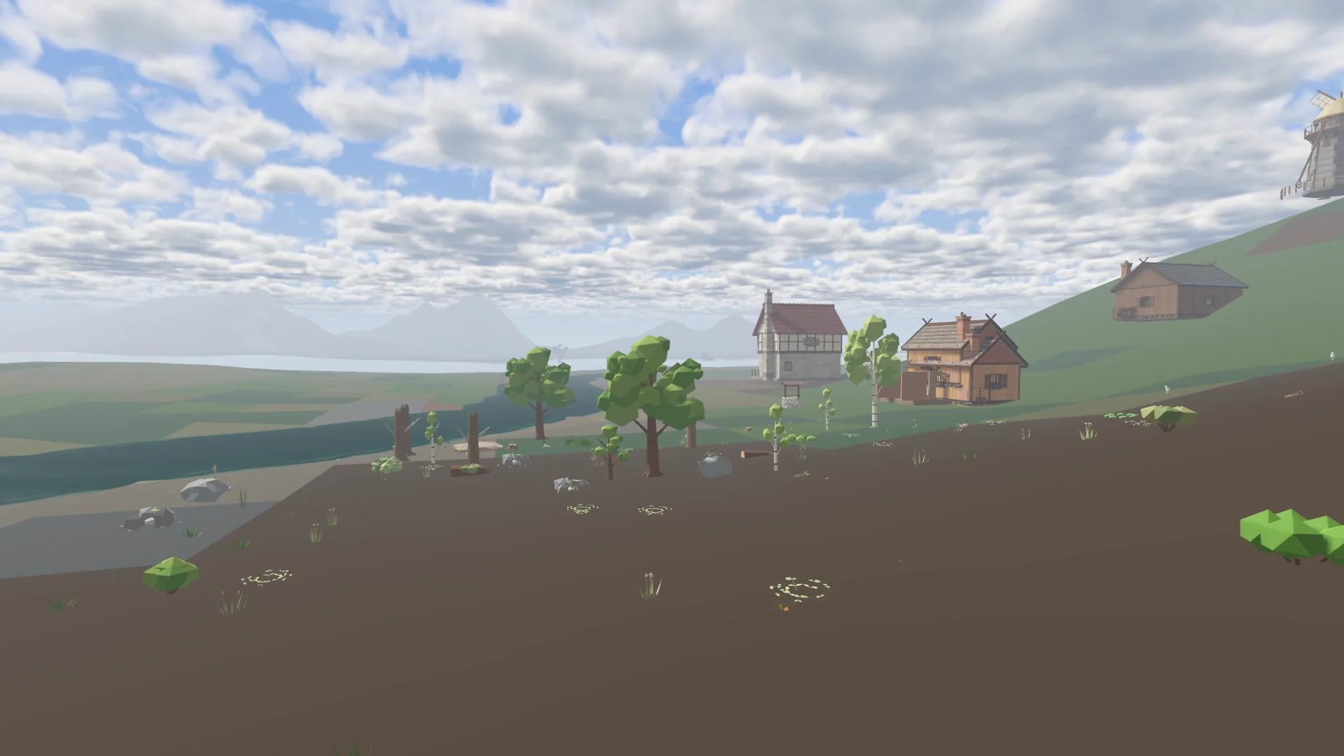 A village on a hill